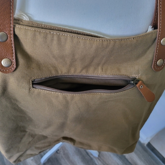 Myra Bag Jamee Jane Brown & Tan Embroidered Tote Shoulder Purse New With Tags - Picture 4 of 11